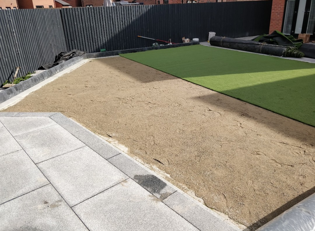 Artificial grass installation, Bury