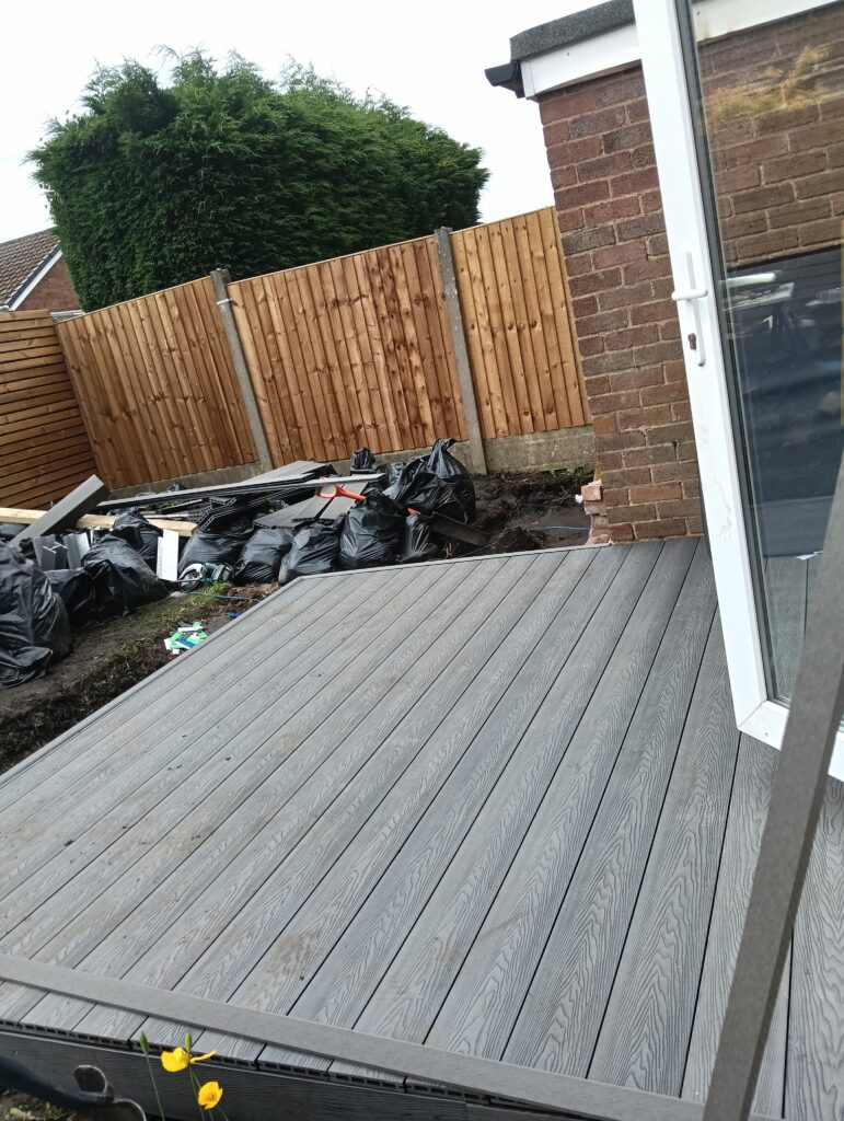 Completed composite decking boards installed by Wolsten in Bolton