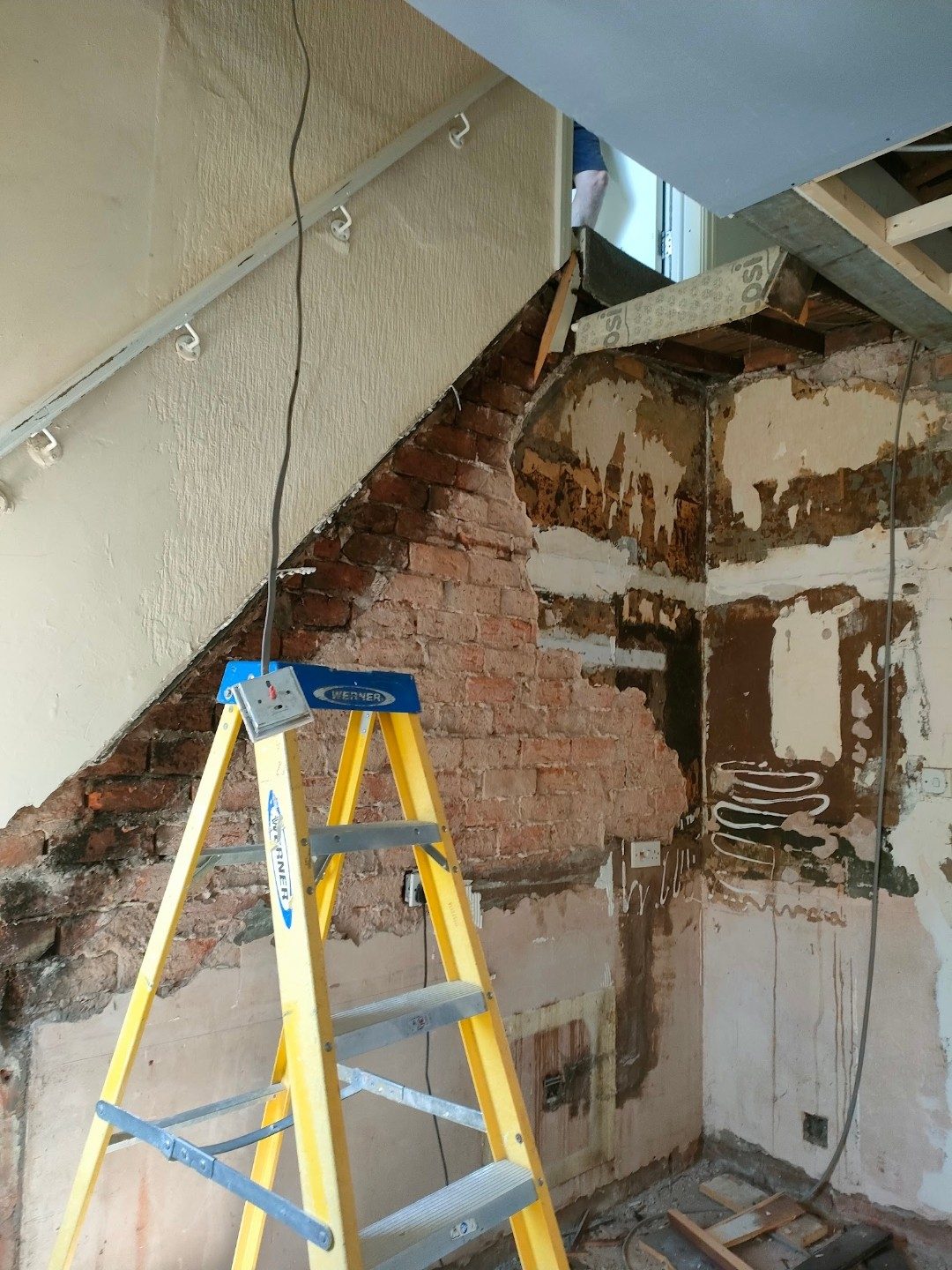 Pub to 9-Bed HMO Conversion in Wigan - Stairwell stripped