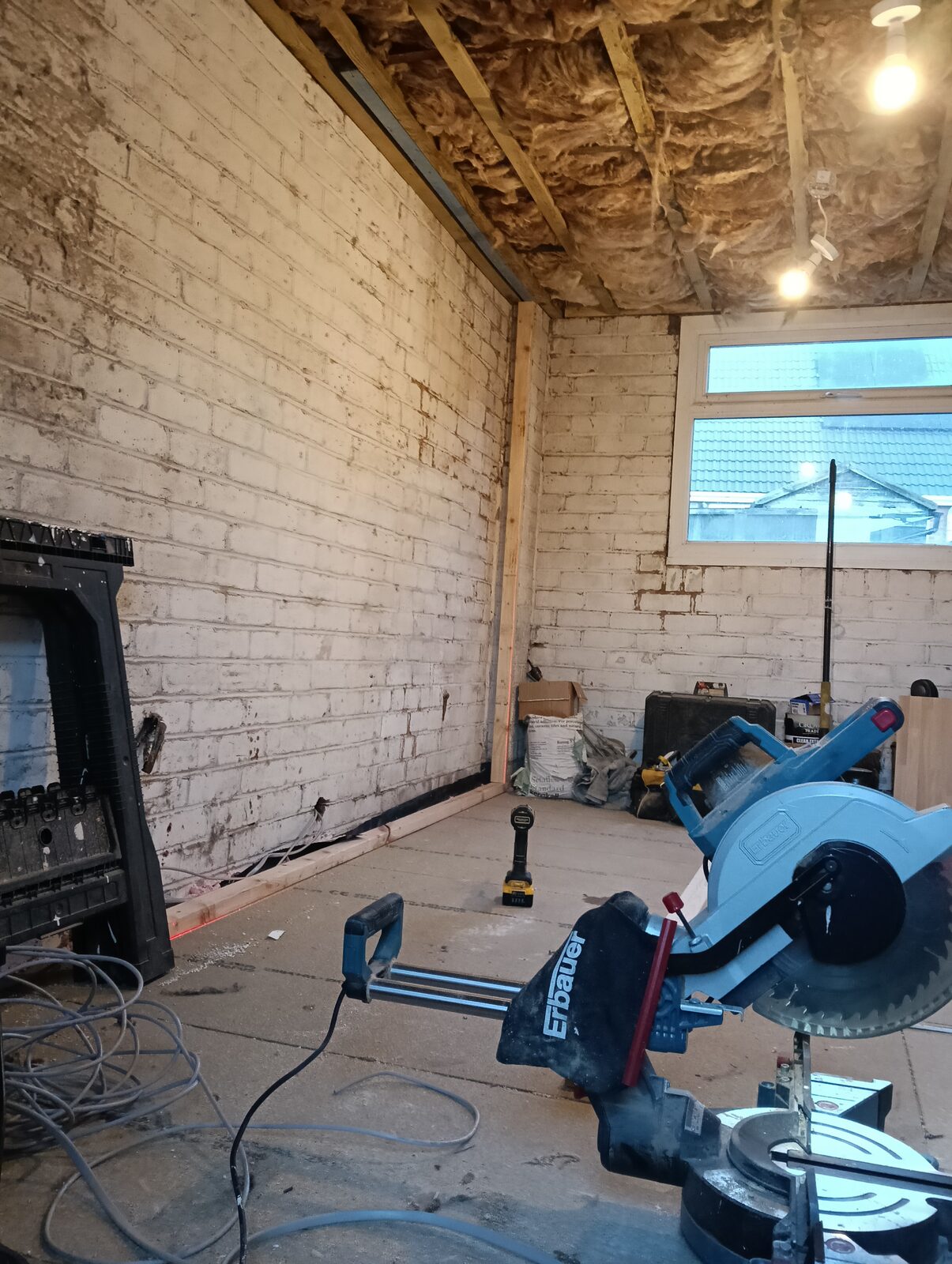 Over Hulton garage conversion brickwork and first fix