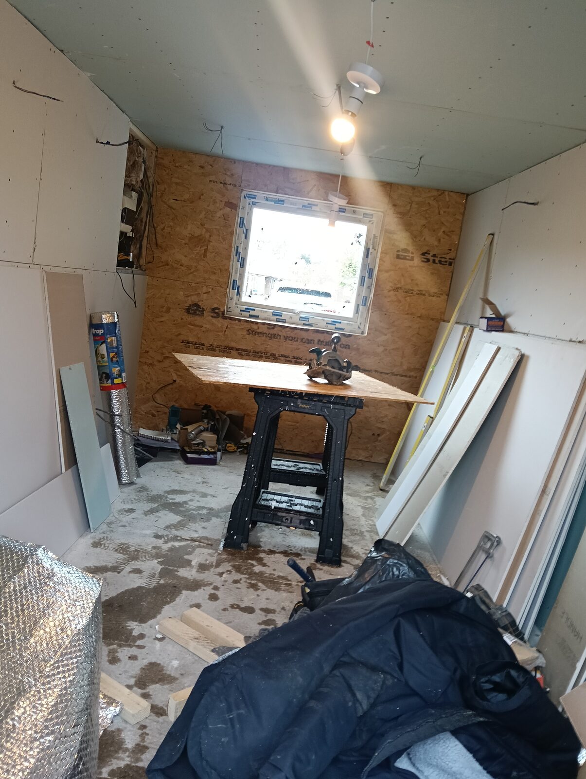 Over Hulton garage plastering