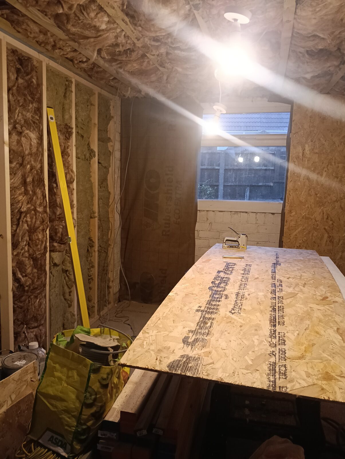 Over Hulton garage stud walls formed