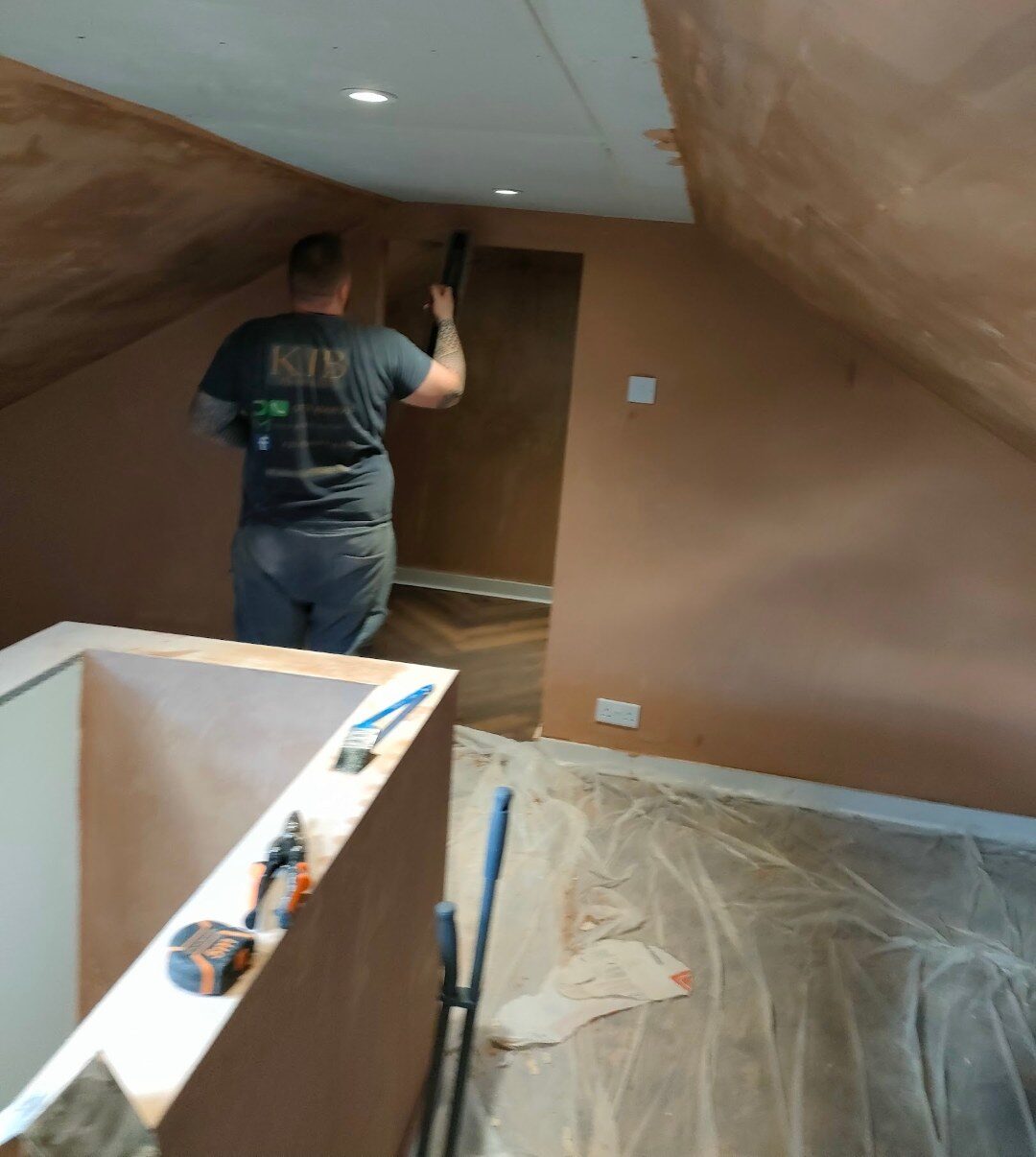 Bolton loft plasterboarding in progress