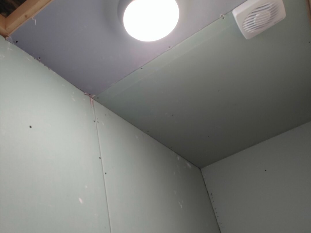 Ensuite Installation in Little Lever — plastered ceiling downlight