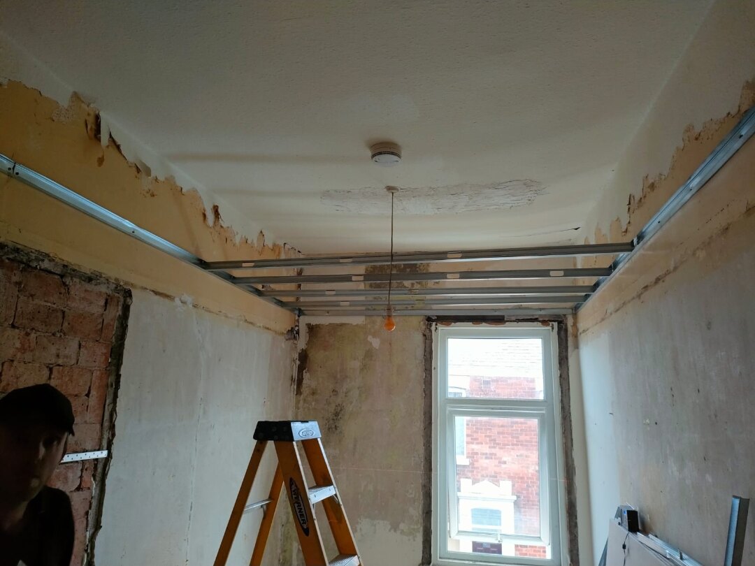 Suspended Ceiling in Wigan — installation progress